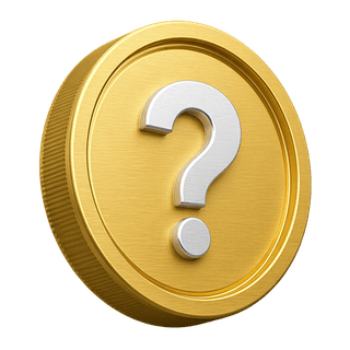 Signo de pregunta sobre una moneda dorada decorativa en 3D, ubicada en la sección de preguntas frecuentes